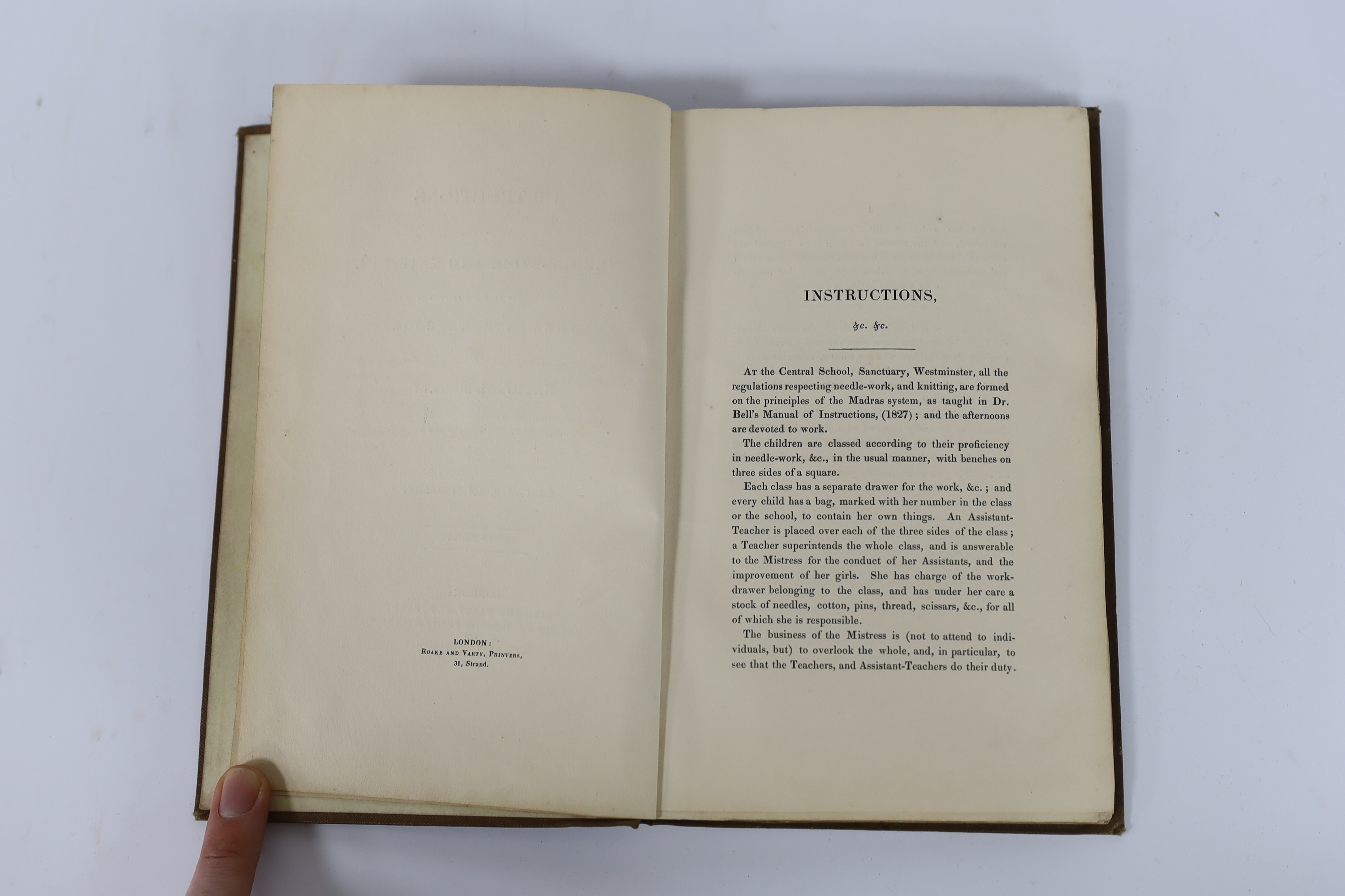 Needlework Specimens. Instructions on Needle-Work and Knitting, as Derived from the Practice of the National Society for Promoting the Education of the Poor in the Principles of the Established Church, in the Sanctuary,